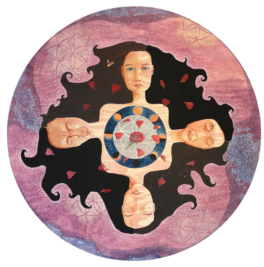 Grief Mandala, 30 x 30 round mixed media painting