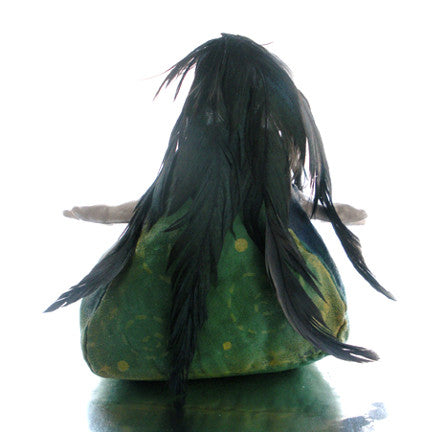 feather haired art doll rear view by Lea K. Tawd