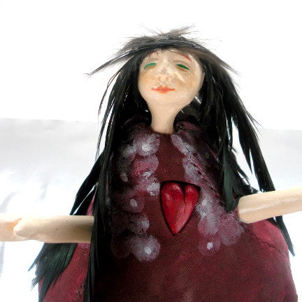 Portrait of red art doll by Lea K. Tawd