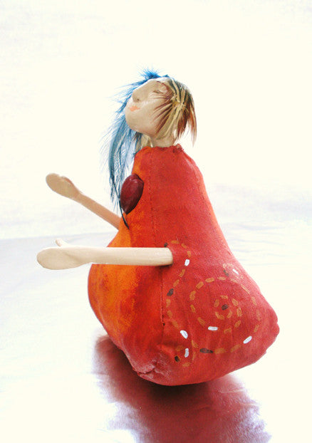 whimsical art doll side view by Lea K. Tawd