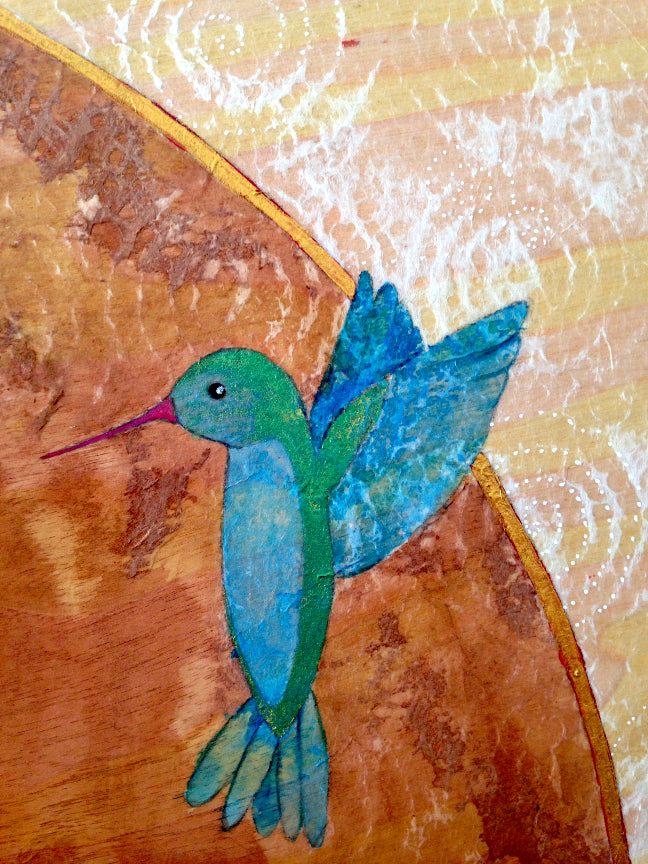 detail of hummingbird painted by Lea K. Tawd